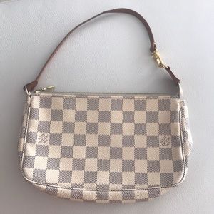 LV Pochette Pouch White Damier Azur Shoulder